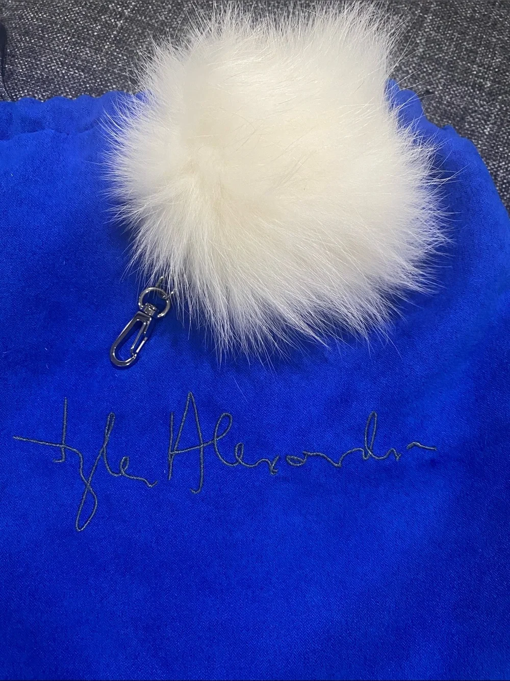 Tyler Alexandra Tyler Ellis White Fur Pom Pom Bag Charm w/ Dust Bag